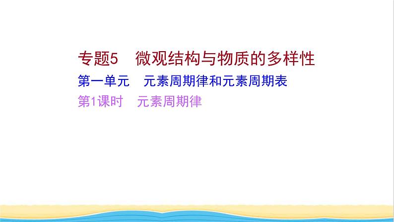 高中化学专题5微观结构与物质的多样性第一单元第1课时元素周期律课件苏教版必修1第1页