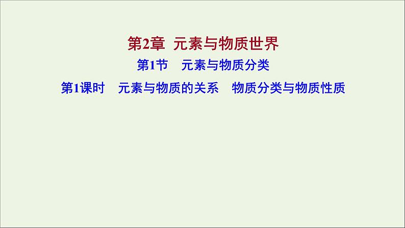 福建专用2021_2022学年高中化学第2章元素与物质世界第1节第1课时元素与物质的关系物质分类与物质性质课件鲁科版必修101