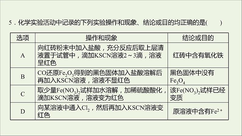 福建专用2021_2022学年高中化学课时练19铁及其化合物之间的转化关系课件鲁科版必修1第6页