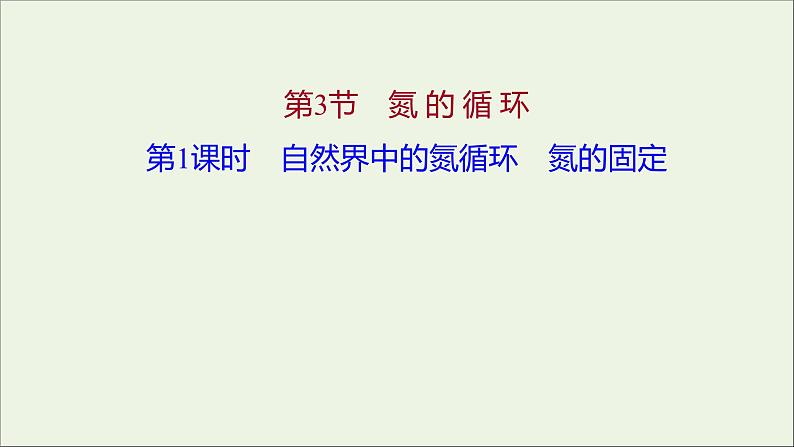 福建专用2021_2022学年新教材高中化学第3章物质的性质与转化第3节第1课时自然界中的氮循环氮的固定课件鲁科版必修101