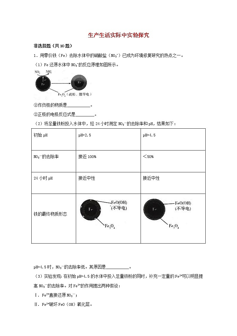 2022届高三化学一轮复习实验专题题型必练3生产生活实际中实验探究含解析第1页