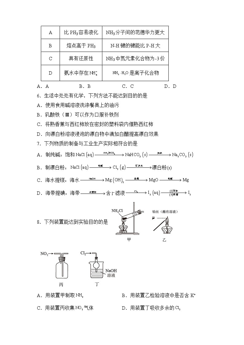 2022届高三二轮专题卷 化学（八） 非金属及其化合物 学生版02