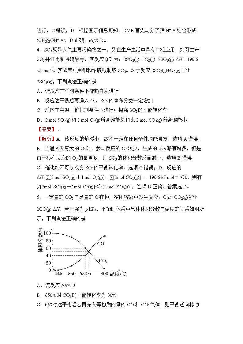 2022届高三二轮专题卷 化学（十一） 化学反应速率与平衡 教师版03