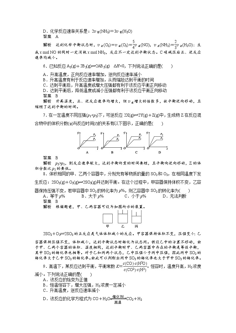 高中化学（人教版，选修4） 第二章化学反应速率和化学平衡  章末综合检测第2页