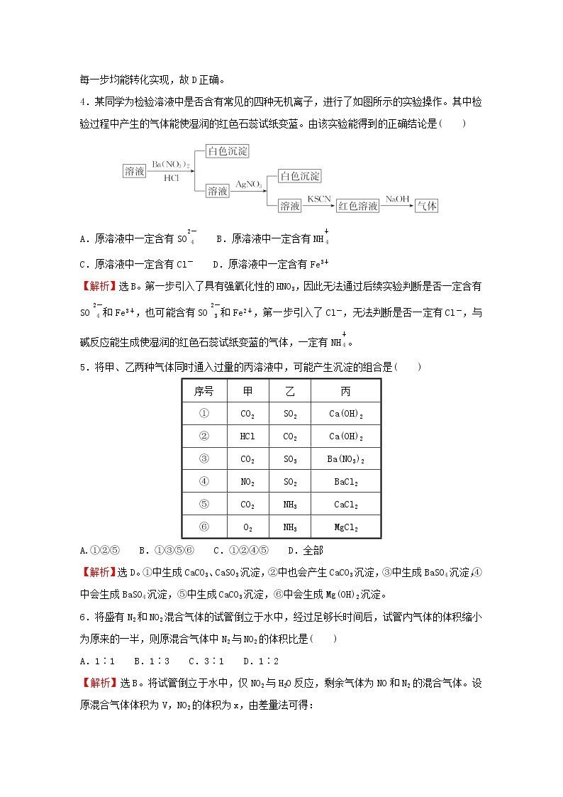 2021_2022学年高中化学第3章物质的性质与转化单元素养测评含解析鲁科版必修102