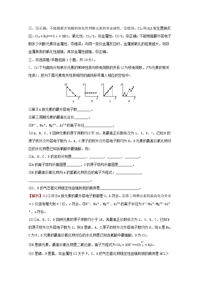 2021_2022学年高中化学专题5微观结构与物质的多样性第一单元第1课时元素周期律练习含解析苏教版必修1第3页
