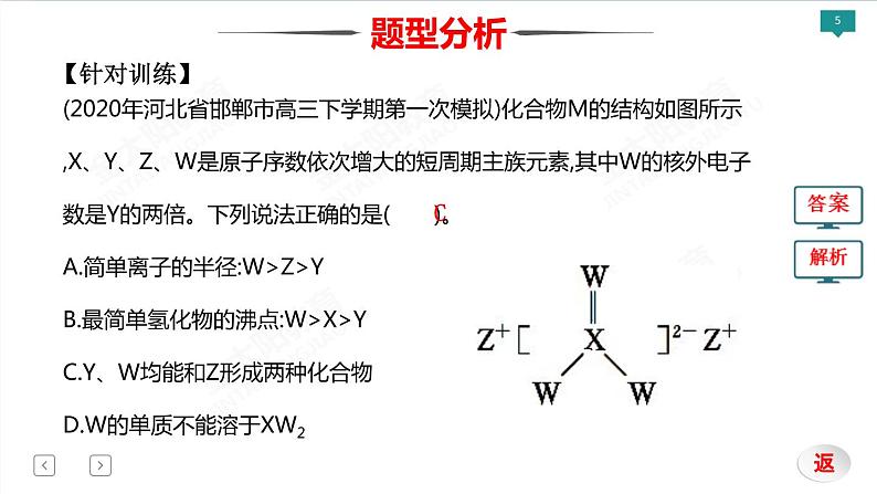 2022届高考化学二轮专项突破 类型4  物质结构　元素周期律课件PPT05