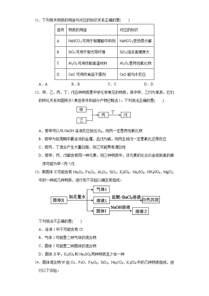 【强化训练】第五章第3节第1課时无机非金属材料 练习+答案 2021-2022学年上学期高一化学人教版（2019）必修第二册第3页