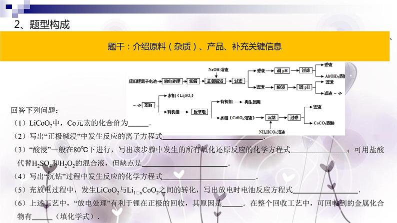 2022届高考化学二轮复习新高考非选择题的特征分析和备考建议-化学工艺流程课件06