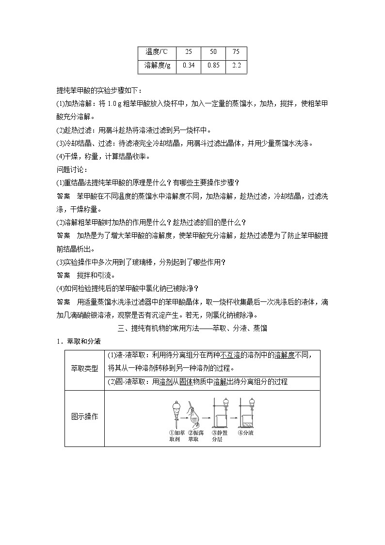 高中化学苏教版（2021）选择性必修3 专题1 第二单元 第1课时　有机化合物的分离、提纯（学案+课时练 word版含解析）第3页
