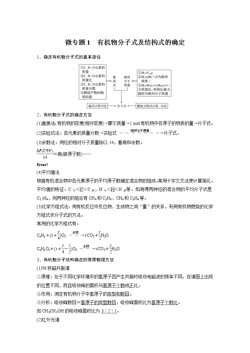 高中化学苏教版（2021）选择性必修3 专题1 微专题1　有机物分子式及结构式的确定（学案+跟踪练 word版含解析）01