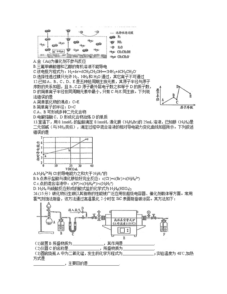江西省南昌市2021-2022学年高三下学期3月第一次模拟考试理综化学含答案02