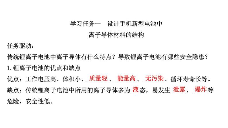 2021年高中化学新鲁科版选择性必修3 第3章 微项目改进手机电池中的离子导体材料——有机合成在新型材料研发中的应 课件（60张）03