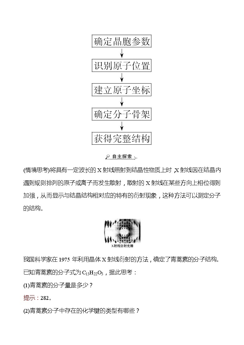 2021-2022学年高中化学新鲁科版选择性必修2 第3章微项目青蒿素分子的结构测定——晶体在分子结构测定中的应用 学案第2页