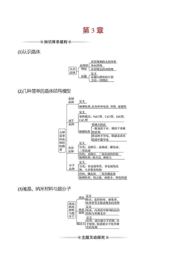 2021-2022学年高中化学新鲁科版选择性必修2 第3章不同聚集状态的物质与性质复习 学案01