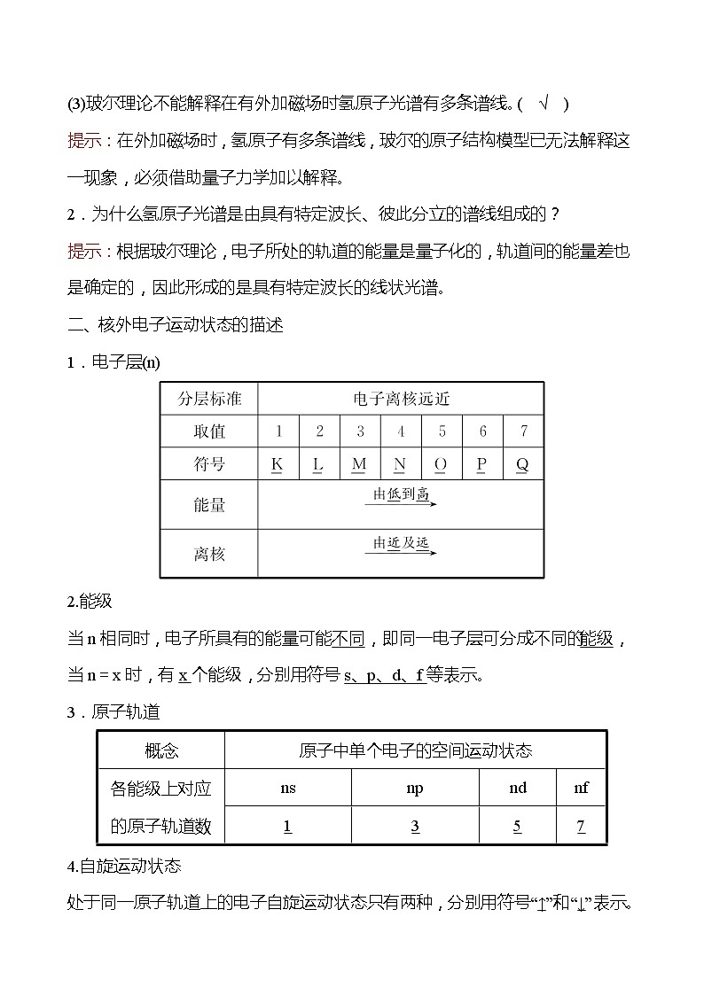 2021-2022学年高中化学新鲁科版选择性必修2 第1章 第1节原子结构模型 学案第3页