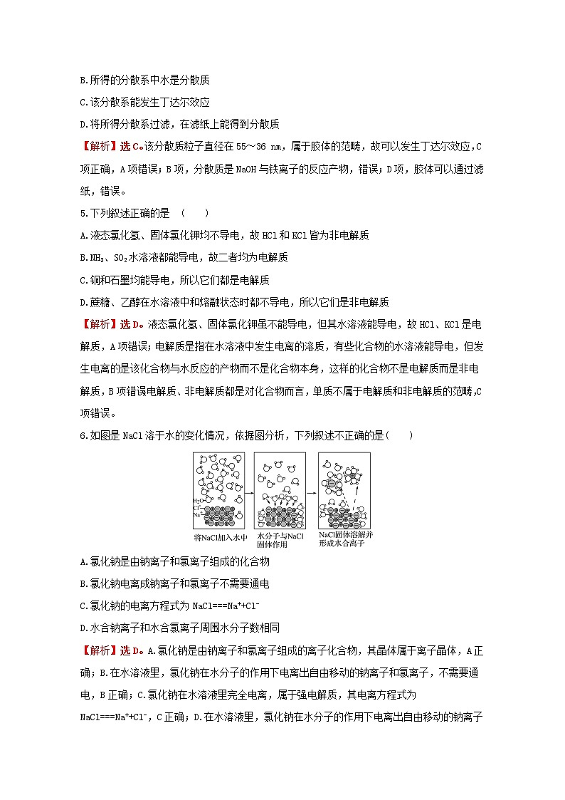 2021_2022学年新教材高中化学专题1物质的分类及计量第三单元物质的分散系课时练含解析苏教版必修1第2页