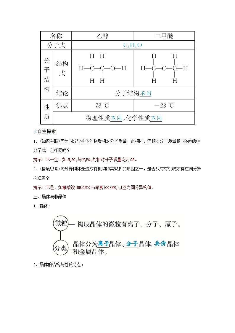 2021_2022学年新教材高中化学专题5微观结构与物质的多样性第三单元从微观结构看物质的多样性学案苏教版必修1第3页