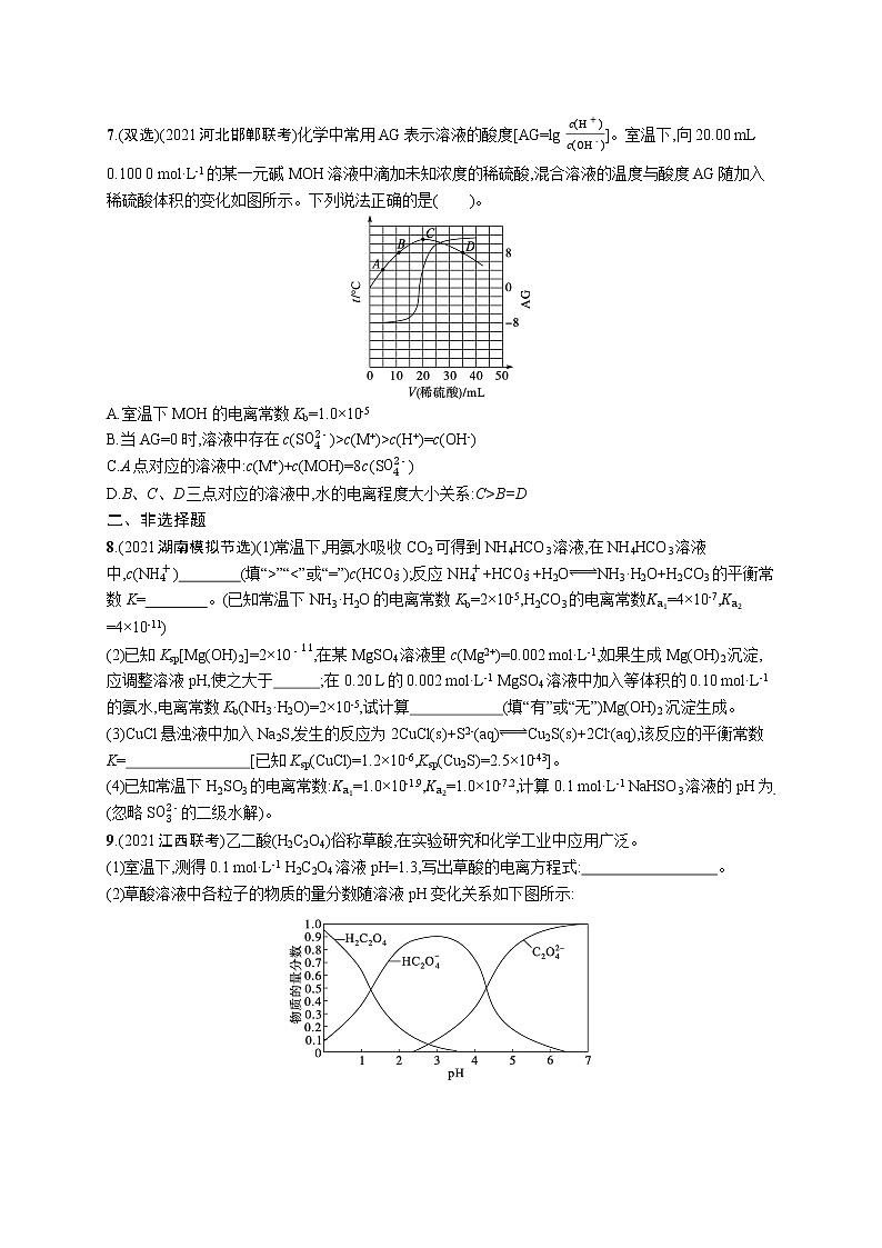 人教版新高考化学二轮复习训练题--　水溶液中的离子平衡第3页