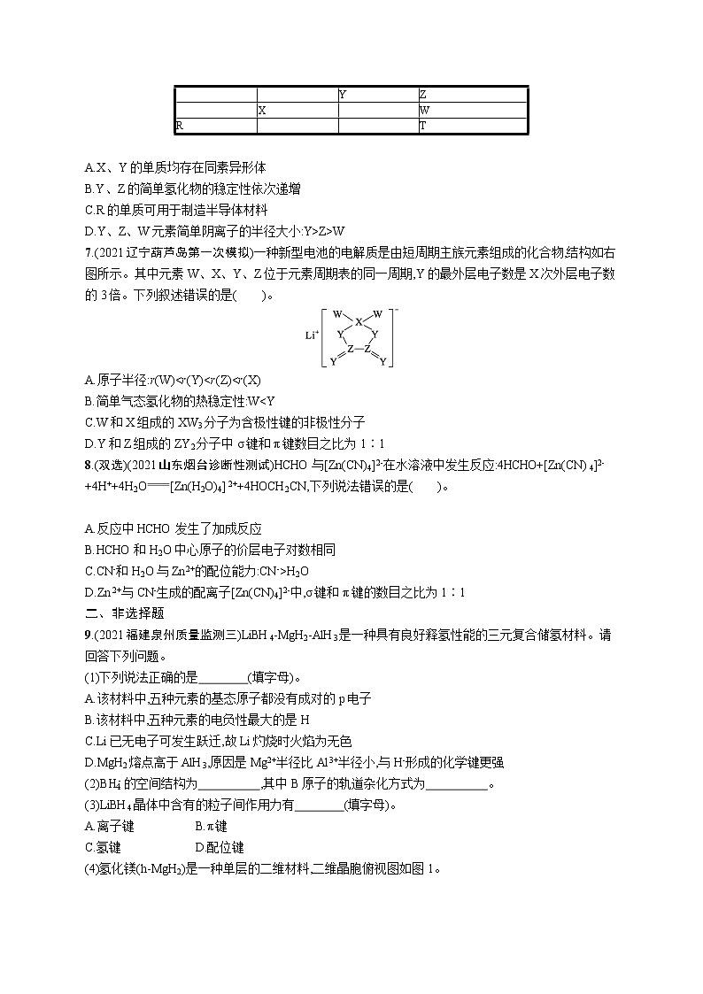 人教版新高考化学二轮复习训练题--　物质结构与性质(A)02
