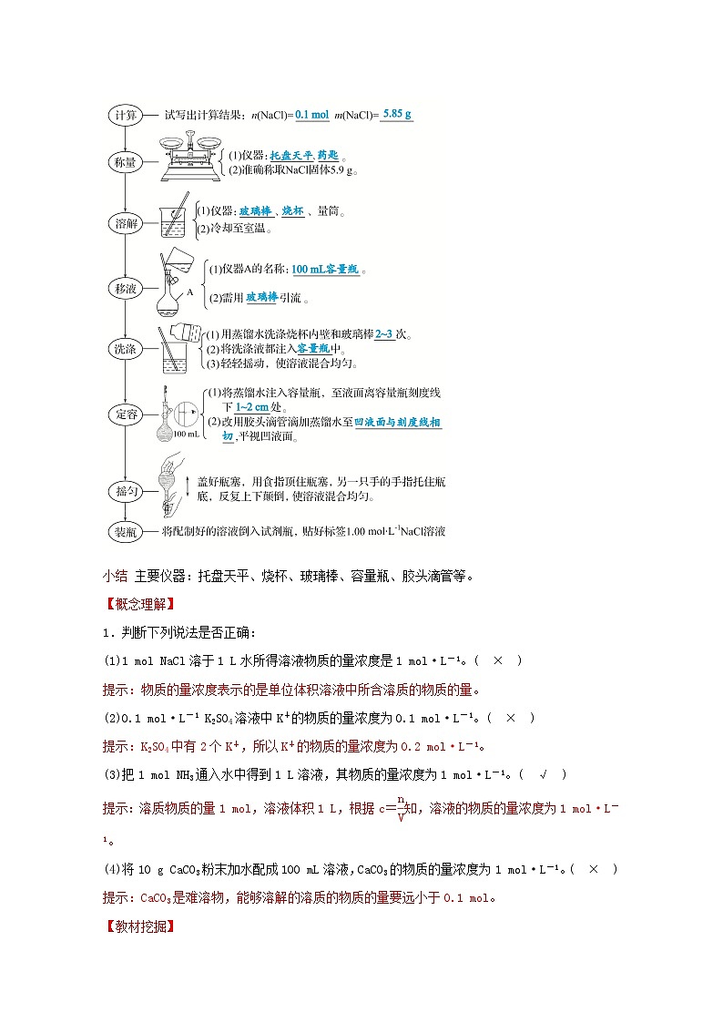 2021_2022学年新教材高中化学第二章海水中的重要元素__钠和氧第三节第3课时物质的量浓度学案新人教版必修1第2页