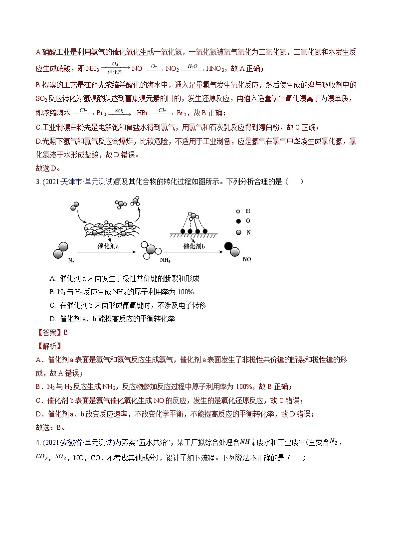 专题05 非金属及其化合物（基础卷）-2022届高三化学【精准提升·二轮】专题训练卷（新高考专用）（解析版）第2页