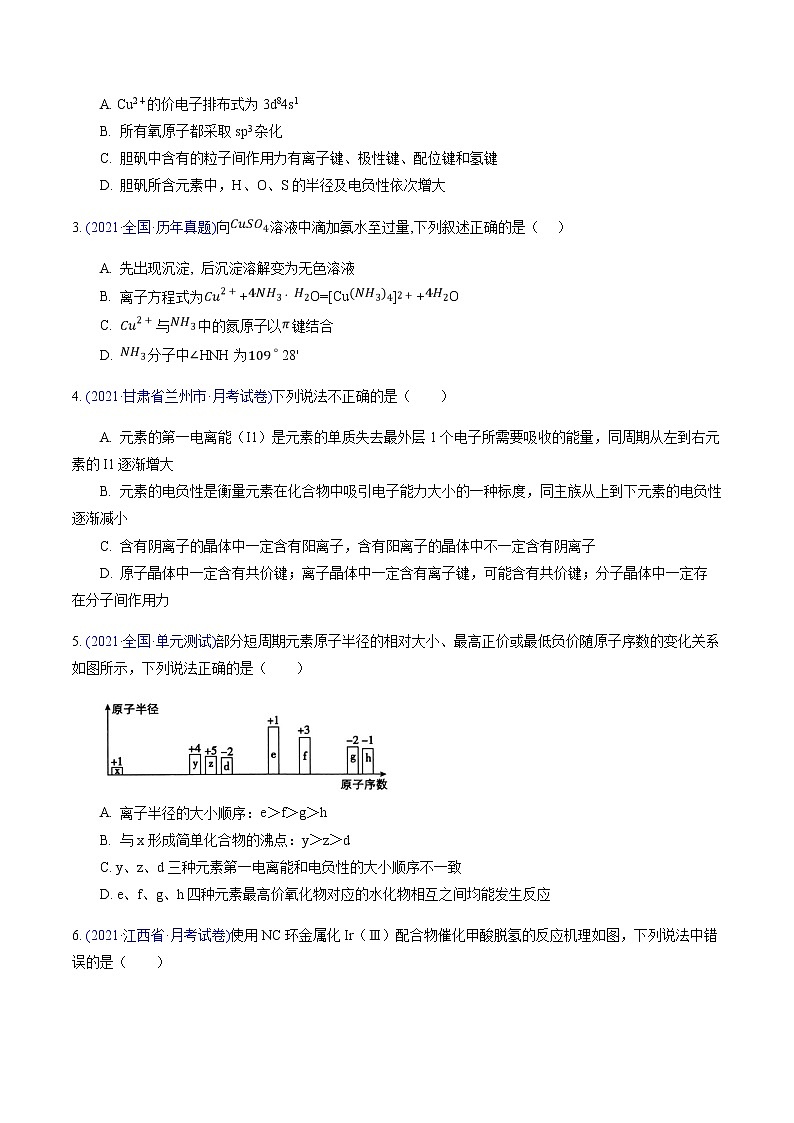 专题09 物质结构与性质（提升卷）-2022届高三化学【精准提升·二轮】专题训练卷（新高考专用）（原卷版）02
