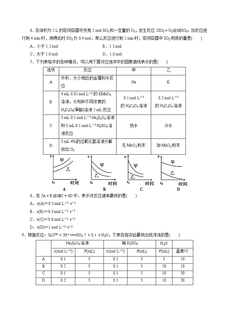 化学反应速率及其影响因素练习题第2页