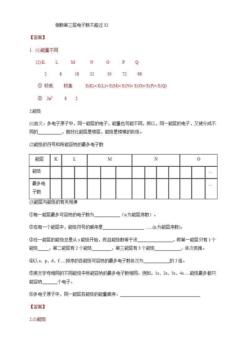 1.1.1　能层与能级   基态与激发态-学案（解析版）第2页