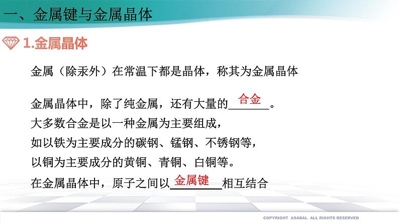 3.3.1 金属晶体-2021-2022学年高二化学选择性必修二+同步精品课件+教学设计+学案+同步习题（有答案）03