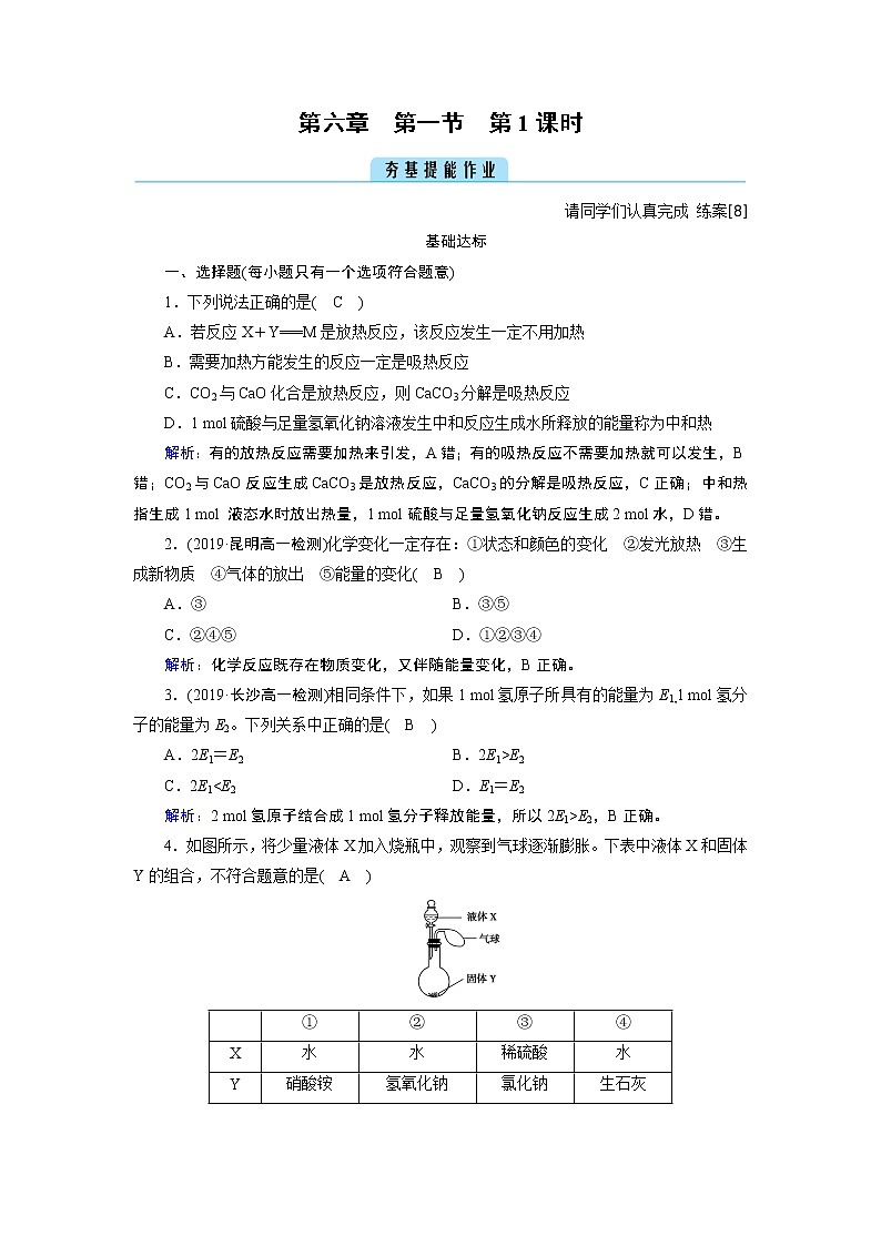 6.1.1 化学反应与热能 -2021-2022学年高一化学同步精品课件+教学设计+学案+课堂练习+课后练习+同步习题2套（有答案）（新教材19年人教版必修第二册）01