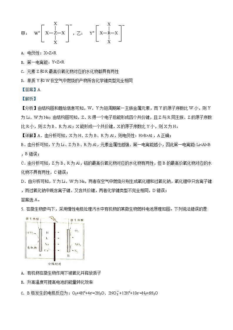 精品解析：山东省淄博市2022届高三下学期第一次模拟考试化学试题（解析版）03