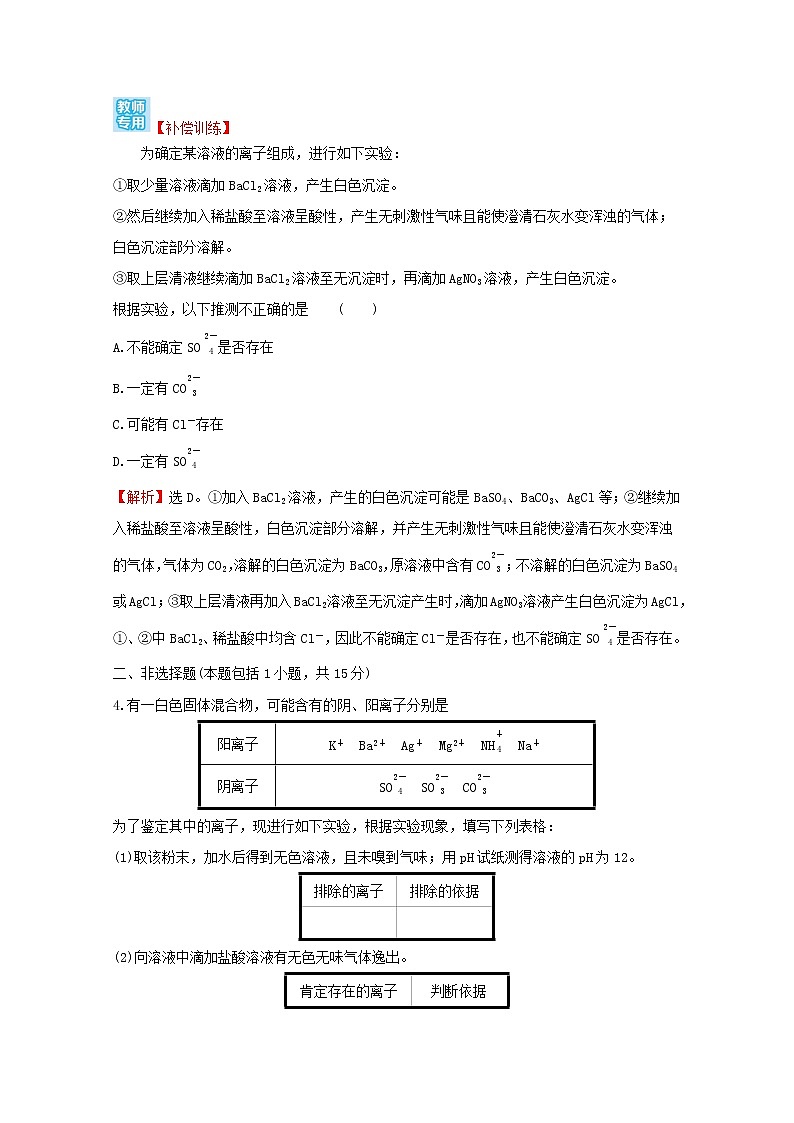 2021_2022学年新教材高中化学专题2研究物质的基本方法第一单元第2课时物质的检验物质的性质和变化探究课时练含解析苏教版必修1第2页