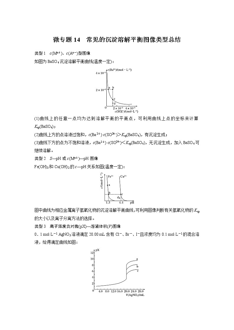 高中化学苏教版（2021）选择性必修1 专题3 第四单元 微专题14 常见的沉淀溶解平衡图像类型总结（学案+跟踪练 word版含解析）01