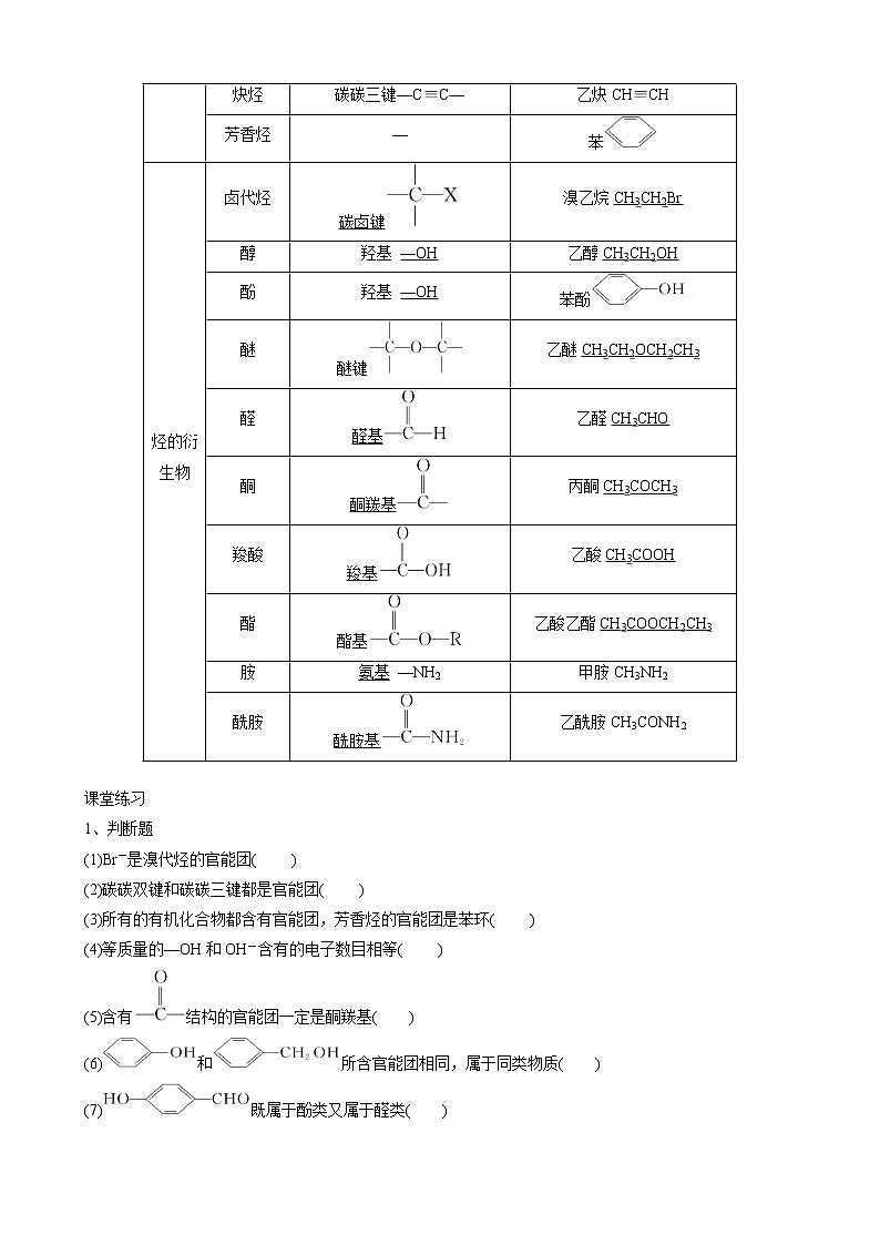 2022年高中化学新人教版选择性必修3 第一章 第一节 有机化合物的结构特点 第1课时 有机化合物的分类方法  学案第3页