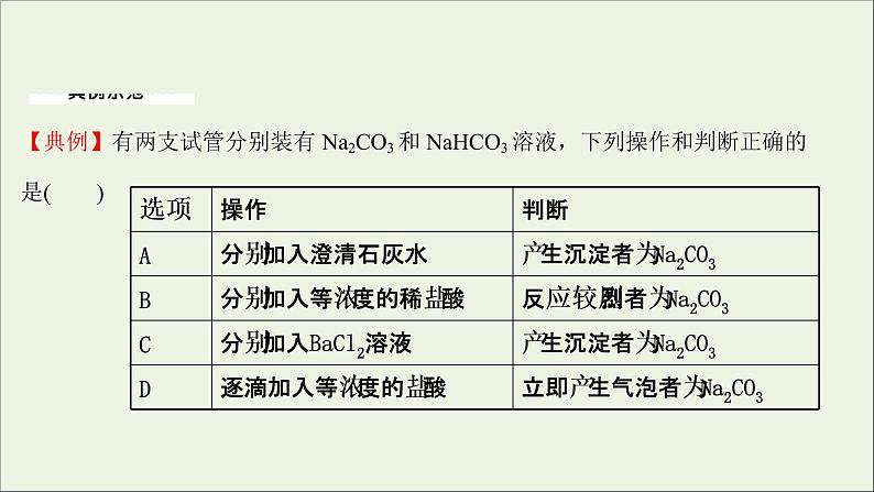 2021_2022学年高中化学第二章海水中的重要元素__钠和氧第一节第4课时碳酸钠与碳酸氢钠的鉴别碳酸钠与碳酸氢钠和盐酸反应的图像分析提升课时课件新人教版必修1第6页