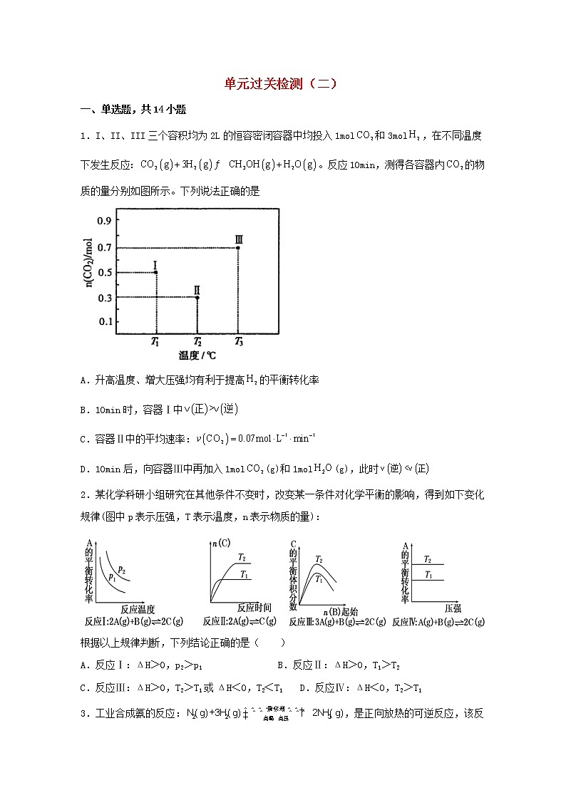 2021_2022学年新教材高中化学第二章化学反应方向限度与速率单元过关检测二含解析鲁教版选择性必修1第1页
