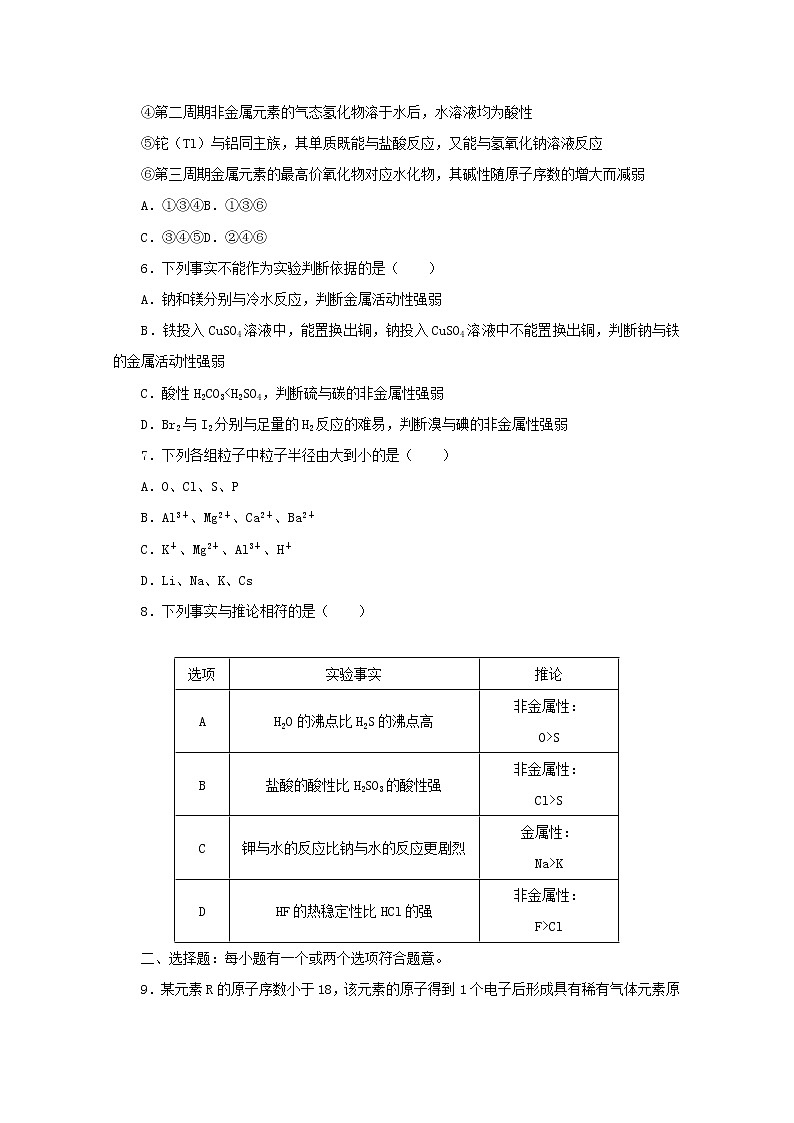 2021_2022学年新教材高中化学课时作业24元素周期律含解析苏教版必修1第2页