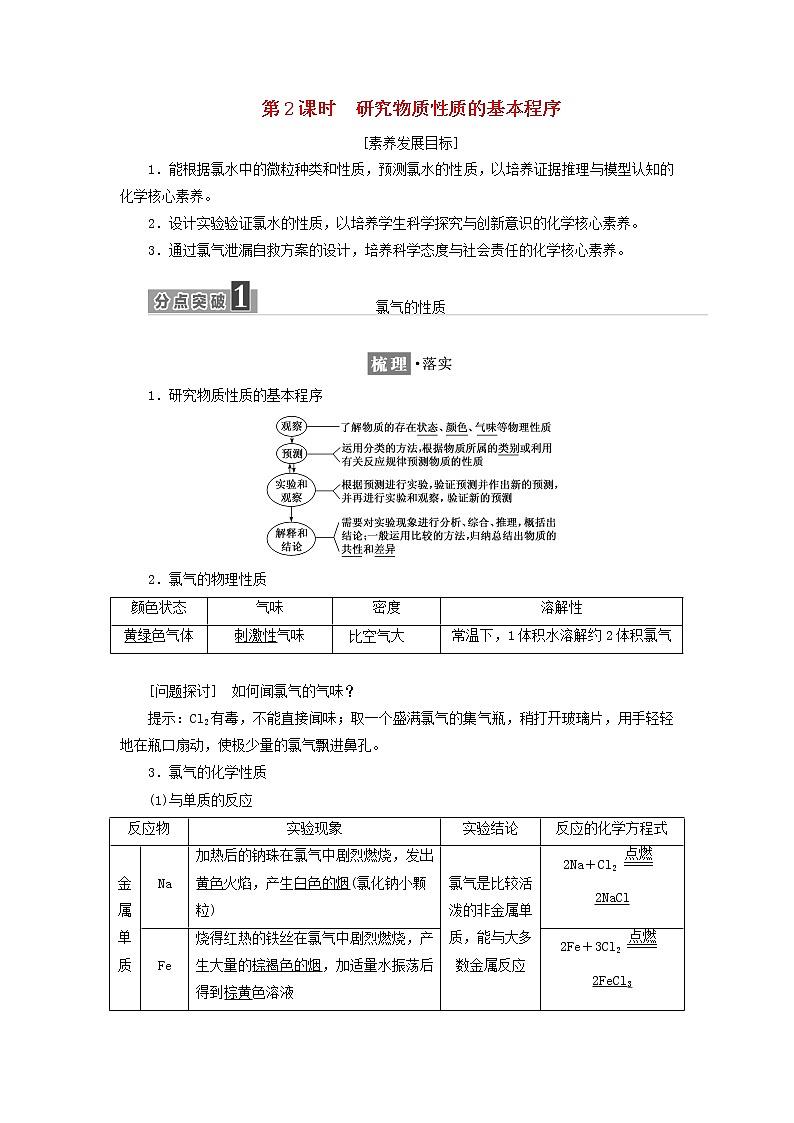 2021_2022年新教材高中化学第一章认识化学科学第2节第2课时研究物质性质的基本程序学案鲁科版必修第一册01