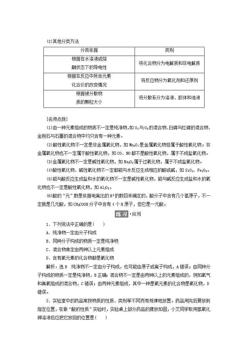 2021_2022年新教材高中化学第二章元素与物质世界第1节第1课时物质的分类学案鲁科版必修第一册第3页