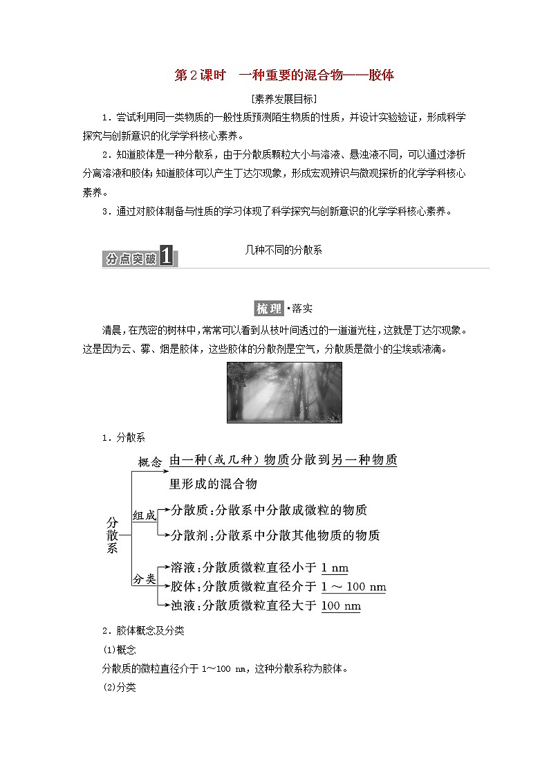 2021_2022年新教材高中化学第二章元素与物质世界第1节第2课时一种重要的混合物__胶体学案鲁科版必修第一册01