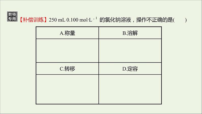 福建专用2021_2022学年新教材高中化学课时练6物质的量浓度课件鲁科版必修106