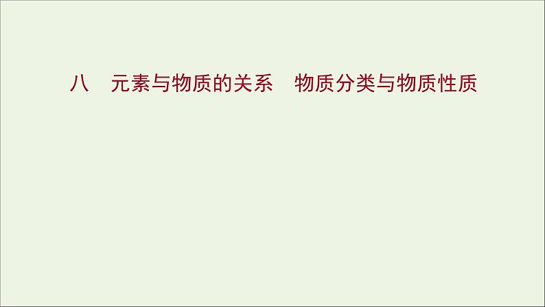 福建专用2021_2022学年新教材高中化学课时练8元素与物质的关系物质分类与物质性质课件鲁科版必修1第1页