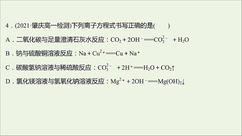 福建专用2021_2022学年新教材高中化学课时练11离子反应课件鲁科版必修107