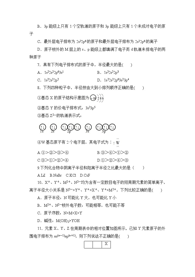 2021-2022学年高二下学期鲁科版（2019）选修第二册 第一章 第2节 第二课时 核外电子排布与元素周期表练习题第2页