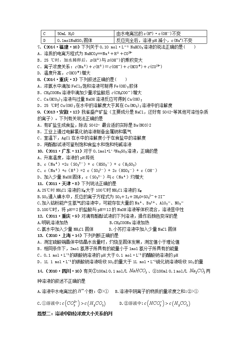 十年高考真题分类汇编（2010-2019）化学 专题13 盐类的水解及沉淀的溶解平衡03