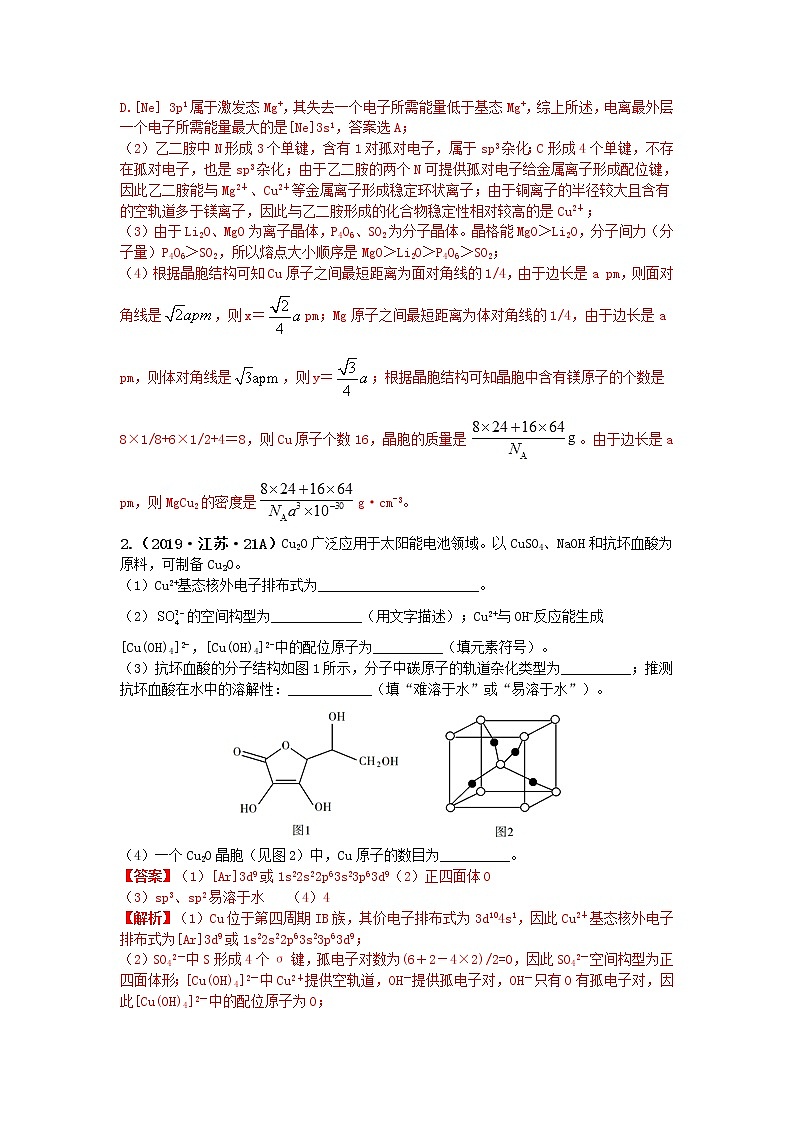 十年高考真题分类汇编（2010-2019）化学 专题20  物质的结构与性质02