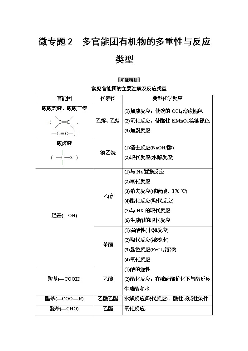 第3章  微专题2　多官能团有机物的多重性与反应类型 讲义【新教材】人教版（2019）高中化学选择性必修3教案第1页