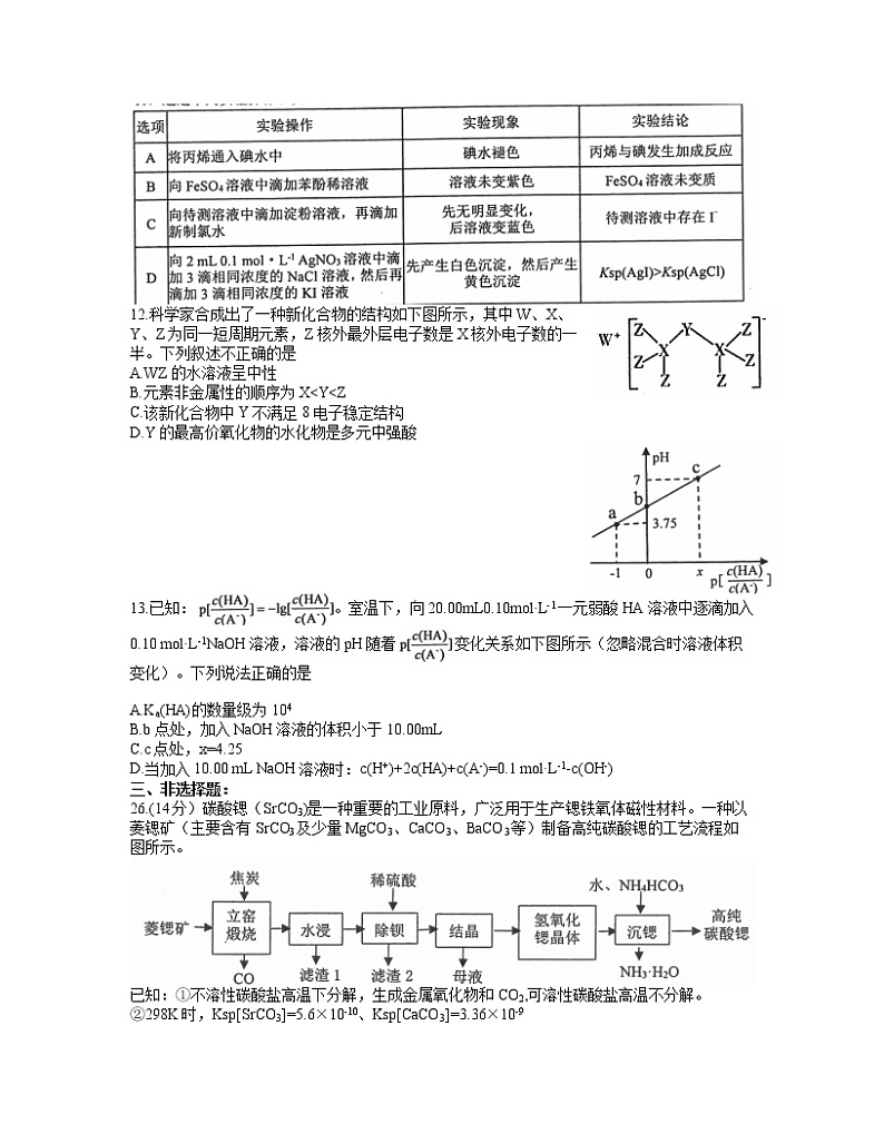 2022届江西省赣州市高三3月摸底考试理科综合试题 化学试题 word第2页