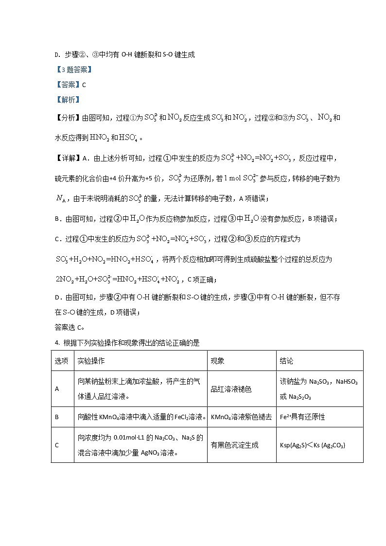 2022山西省高三高考考前适应性测试（一模）理综化学含解析03